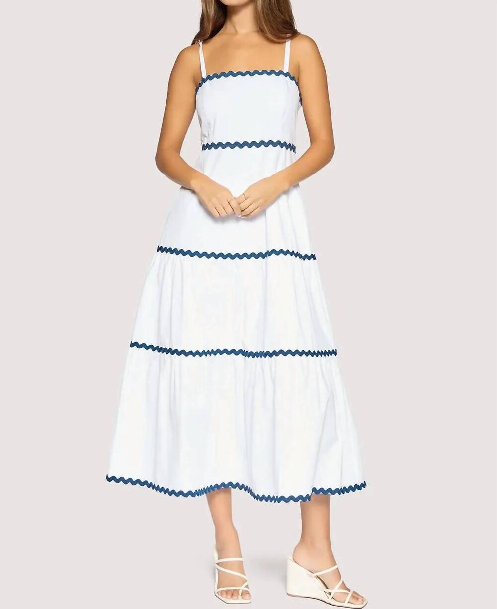 NEW LOST + WANDER luciana sleeveless dress in white/navy